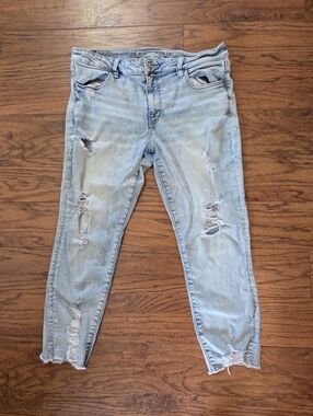 American Eagle Distressed Stretch Skinny Jeans Ankle Light Wash Women’s Size 16